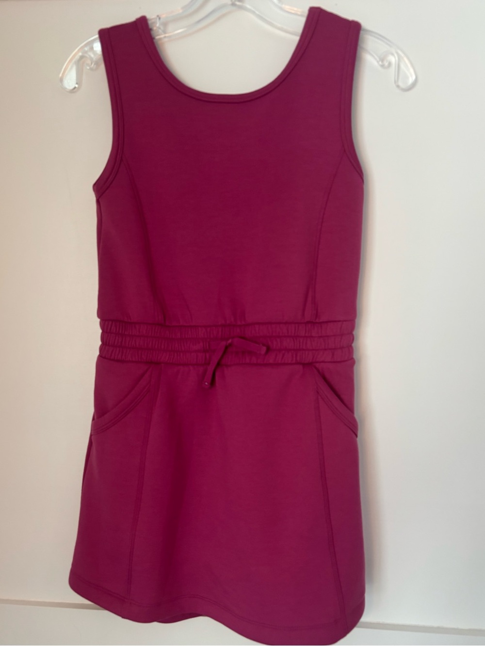 abercrombie kids sleeveless magenta knit drawstring waist skort dress size 11-12